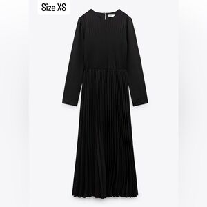 Zara Black Pleated Midi Dress
